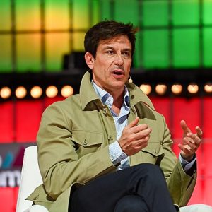 3 November 2022; Toto Wolff, Team Principal & CEO Mercedes AMG Petronas F1 Team, on Centre stage during day two of Web Summit 2022 at the Altice Arena in Lisbon, Portugal. Photo by Ben McShane/Web Summit via Sportsfile
