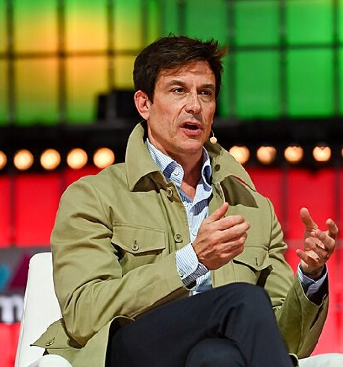 3 November 2022; Toto Wolff, Team Principal & CEO Mercedes AMG Petronas F1 Team, on Centre stage during day two of Web Summit 2022 at the Altice Arena in Lisbon, Portugal. Photo by Ben McShane/Web Summit via Sportsfile